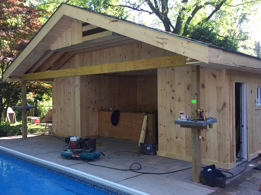 Wood Pool House & Cabana